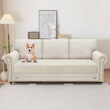 YSTYLE 1 Piece Solid Color Sofa Cover, Modern Stretch Polyester Universal Non-Slip Washable Soft Stain Resistant Sofa Cushion Covers For Living Room - Putih - View 2