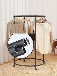 1pc Easy Assembly Clothes Rack With Wheels, Rotatable Vertical Bar Garment Hanger Stand For Bedroom, Home, Balcony, Movable Rolling Clothes Drying Rack - Multicolor - View 4