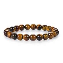 1PC 8mm Natural Stone Rose Quartz Lava Stone Tiger Eye Stretch Bracelet - Semi-Precious Gemstone Beaded Jewelry For Women & Men, Dainty Yoga Healing Bracelet Gift - Multicolor - View 9