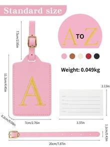 FOREVER MIYIN 26个字母首字母纹理布行李牌 - 可爱的金色字母刺绣组合姓名标签，适用于行李箱、旅行包等，双面信息卡，耐用便携，清晰设计 - 非常适合飞机旅行、家庭度假、商务旅行和日常通勤，是所有旅行者必备的时尚旅行配件