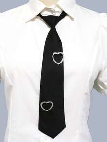 1条男女通用朋克风黑色链条领带，适合休闲街头穿搭