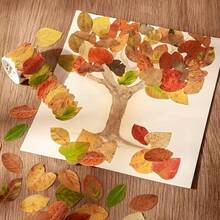 50pcs Beautiful Artificial Leaves, Art Stationery Stickers Back To School, Suitable For Postcard Making, Gift Wrapping Stickers, Bookmarks, Gift Making Sticker Tapes, Tape Diaries And Scrapbooks - Multicolor - View 3