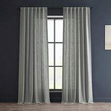 HPD Half Price Drapes Cortinas de Lino sintético semitransparentes para recámara, 96 Pulgadas de Largo, con filtrado de luz para Sala de Estar (1 Panel), 50 de Ancho x 96 de Largo, Blanco arroz(127An x 274.3Al cm (1 Paneles) Gris ceniza) - Multicolor - Ver 2