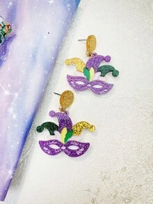 Carnival Party Mask, Iris Acrylic Earrings, Exaggerated Fashion, Festival Atmosphere Earrings (Card Not Included) - Multicolor - View 5