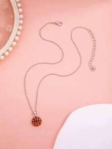 1pc Fashion Creative Sports Casual Style Rhinestone Basketball & Baseball Pendant Necklace, Unisex - Multicolor - View 4