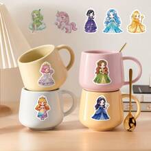 50pcs Cute Princess Dress Creative Stickers, Waterproof Decals For Water Bottles, Luggage, Tablets - Multicolor - View 8