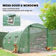 Outsunny 13'x9.8'x6.6' Walk-In Tunnel Greenhouse W/ 2 Support Rods, Roll-Up Mesh Door, Mesh Windows, Plant Hot House With PE Cover, Galvanized Steel Frame, Outdoor Garden, Green - Green - View 5