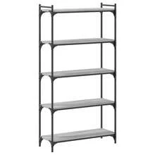 biblioteca vidaXL a 5 ebenex sonoma gris 80x30x154 cm - Gris - Ver 6