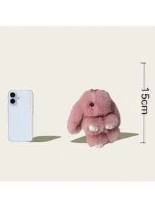 可爱兔子毛绒钥匙扣，5.9英寸，手工制作，柔软兔子毛绒球吊坠，可爱兔子毛绒钥匙扣，女士礼物 - 彩色 - 查看 2