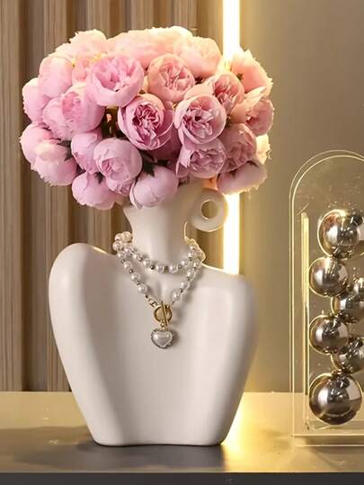 1件装珠宝展示架 - 逼真肩部设计 | 梳妆台装饰 | 婚纱精品店展示 | 家居装饰 - 逼真的肩部设计，线条流畅，可用于收纳项链、耳环和吊坠。经久耐用的梳妆台桌面花瓶装饰，适合家居、婚礼和精品店使用；理想的乔迁礼物或时尚艺术品，优雅的展示架，轻巧的设计，优质的塑料材质，配件收纳架