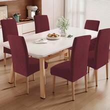 Ystyle Chair Covers With Backrest 4/6 Pieces, Kitchen Chair Covers, Stretch Chair Cover, Universal Dining Room Chair Covers, Washable Removable, Easy To Clean - Burgundy - View 2