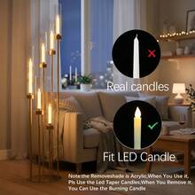 Vincidern 2 套金色落地烛台中心装饰适用于婚礼，48 英寸高金属 7 臂烛台带亚克力灯罩适用于毕业典礼父亲节派对适合 LED 锥形蜡烛 - 金色 - 查看 5