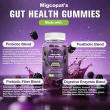 Pre Post Probiotics Gummies, 5 In 1 Probiotic Prebiotic Postbiotic Digestive Enzymes With Fiber, 120 Billion CFU Probiotics Complete Gut Support, Sugar Free, Vegan, BlackBerry Flavor, 60 Cts - 60 Count - View 4