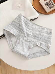 5条装女士费尔岛风格雪花/爱心/格子/鹿图案针织舒适全包臀不勒痕内裤 - 彩色 - 查看 4