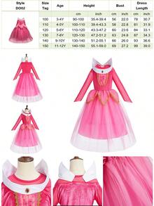 1pc Girls Christmas Long Sleeve Mesh Dress, Children Christmas Carnival Party Stage Performance Dress, Girls Costume - Multicolor - View 11