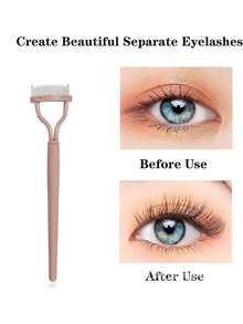 Brodark 1pc Stainless Steel Eyelash Comb In Pink, Black, Light Pink, Eyelash Grooming Tool, Eyebrow Brush, Makeup Cleaning Brush - Multicolor - View 7