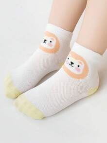 5 Pairs Kids Cute Cartoon Animal Head Mesh Thin Ankle Socks, Spring/Summer - Multicolor - View 7