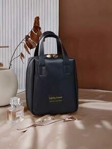 1pc Handheld PU Leather Makeup Bag, Waterproof PU Leather Makeup Bag, Portable Travel Toilet Bag, Perfect Makeup Storage Bag, Large Capacity Travel Toilet Bag, Multi Functional Travel Toilet Bag, Large Capacity Toilet Bag With Compartments, Essential For Travel And Festivals - Multicolor - View 13