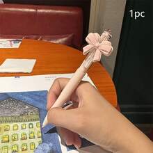 1支/5支/10支装蝴蝶结派对圆珠笔套装 - 可爱粉色高品质蝴蝶结系列按动式圆珠笔，派对礼品，返校必备，绘图笔，学习工具，时尚文具，纪念品多件套派对礼盒 - 黑色 - 查看 9