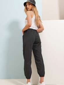 Women's Casual 3/4 Jogger Pants With Drawstring And Pockets, Medium Stretch Fabric - Dark Grey - View 5