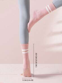 1 đôi tất yoga, chấm bi, chống trơn trượt, thích hợp cho yoga, pilates, thể dục, thể dục dụng cụ, tất cổ ngắn dễ thương và thoáng khí, phù hợp để mang hàng ngày, màu hồng - Hồng - Xem 5