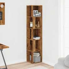 vidaXL Armoire d'angle vieux bois 33x33x165 cm bois d'ingénierie - Tabac - Voir 3