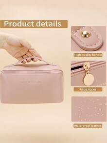 1/2pcs Travel Cosmetics Storage Bag, Large Capacity Handbag, Mini Jewelry Bag, Portable Makeup Bag With Handle, Multiple Compartments, Classified Storage For Cosmetics And Skincare Products, Jewelry Bag Can Store Necklaces, Rings, Earrings And Other Jewelry, Holiday Or Birthday Gifts, Valentine's Day Surprise Gifts, Women's Storage And Organization Bag, Travel Essentials, Student Dormitory Storage, Home Decoration Storage - Multicolor - View 9