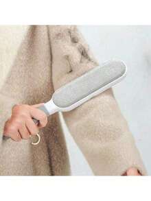 1个可重复使用的除尘刷，双面宠物毛发去除器，手动静电吸附式毛刷，适用于猫毛、衣物、沙发、家具、床上用品、地毯清洁，耐用聚丙烯材质，无需电源 - 彩色 - 查看 2