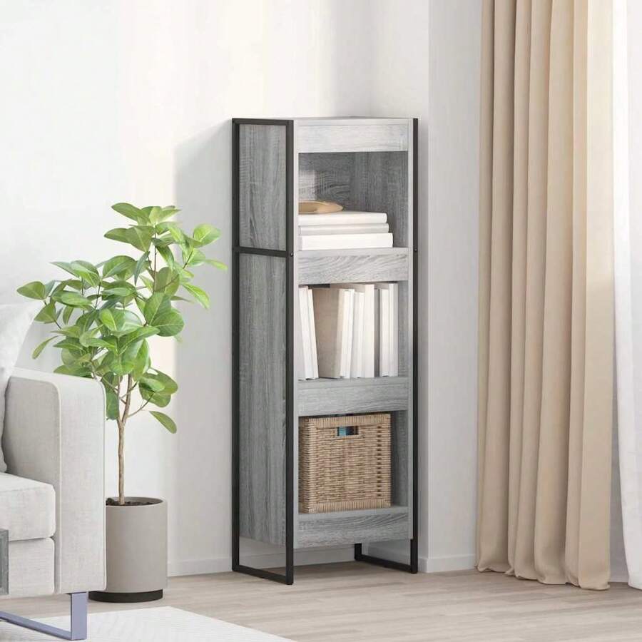 vidaXL Biblioteca gris Sonoma 80 x 30 x 155 cm madera de ingeniería - Gris - Ver 1