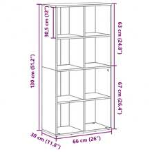 vidaXL Bibliothèque/Buffet Gris béton 66x30x130 cm Bois d'ingénierie - Gris - Voir 11