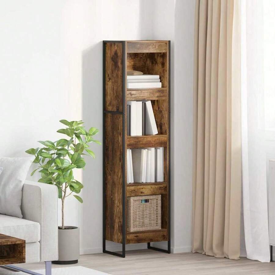 vidaXL Bibliothèque Chêne Fumé 80 x 30 x 155 cm Bois d'ingénierie - Tabac - Voir 1