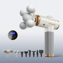 BENBO 1支装按摩枪，强劲动力，深层组织按摩，有效缓解疼痛，配备液晶显示屏，包含8个按摩头，灰色和绿色可选，适用于健身房、办公室、家庭，也是圣诞节、新年、感恩节和其他节日的理想礼物。 - 純色 - 查看 19