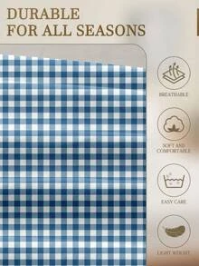 2/3pcs/Set Blue Checkered Plaid Pattern Duvet Cover Bedding Set, Soft Breathable Wrinkle-Free Better For Sleep, Luxury Hotel Style, Gift For Mom Dad Friend, Reversible Two Tone Quilt Comforter Duvet Cover*1 Pillowcase*1/2 King Queen Full Twin Size