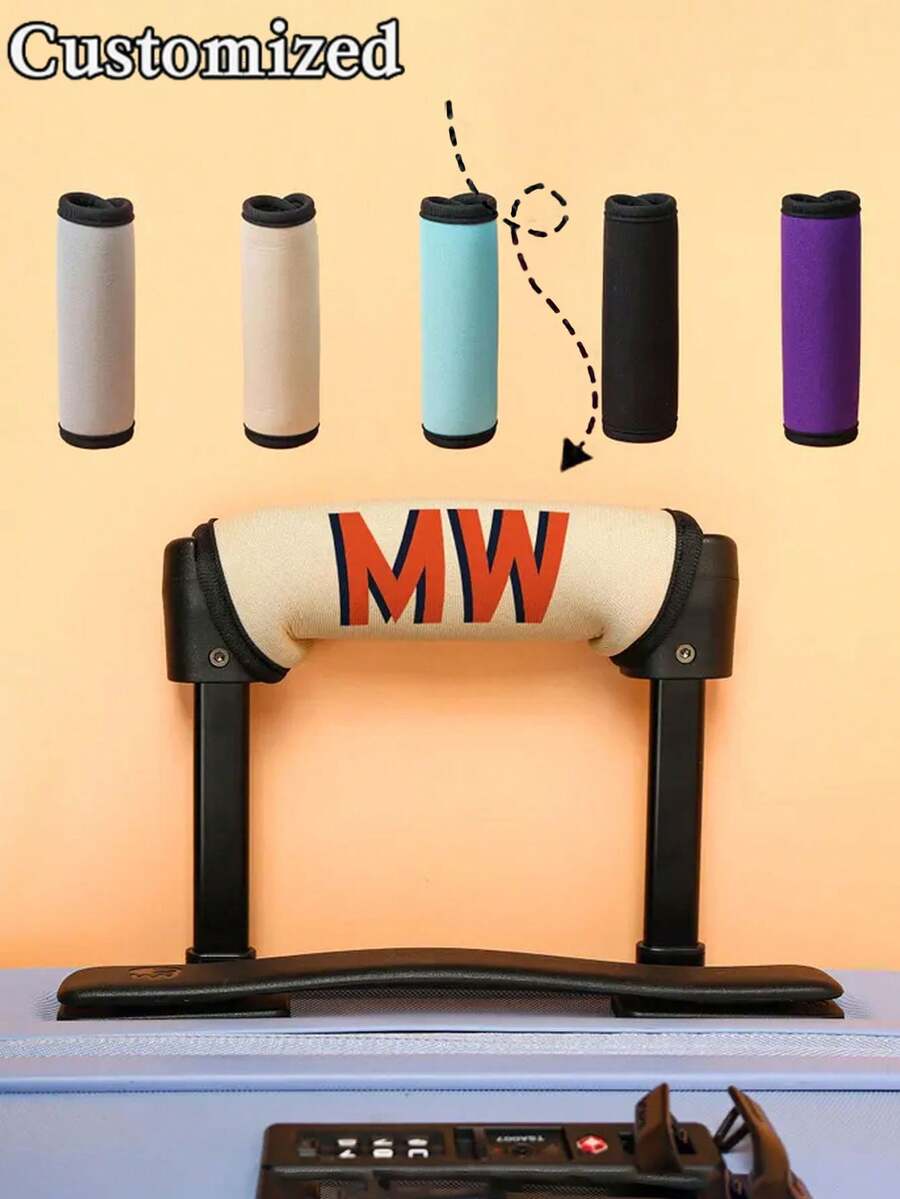 Custom Name Luggage Handle Wrap, Personalized Suitcase Handle Wraps With Text, Customized Stroller Identifier, Customizable Luggage Wraps For Suitcase, 14x15cm, Orange/Red/Blue/Yellow/Rose Red/Black/Green, Luggage Wrap, Mother'S Day Gift, Easter Gift, Valentine'S Day Gift, Birthday Gift - Multicolor - View 1