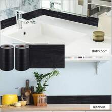 1 Stück wasserfeste selbstklebende PVC Sockelleiste - moderner nordischer Stil, Holzmaserung Textur, einfache Installation, geeignet für Wohndekoration - Verschiedenfarbig - Übersicht 6