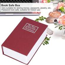 Decorative Book Safe Box With Key Lock, Faux Book Storage Box For Home Bookshelf, Store, Piggy Bank, Documents, Black - Red - View 9