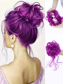 Synthetic Messy Updo Hair Bun Chignon Scrunchies Fake Hair Band Braid Elastic Hairpiece Tail For Women Synthetic Curly Ponytail - Multicolor - View 28