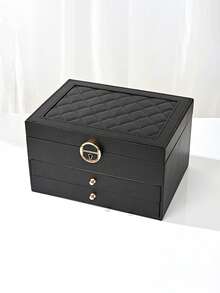 1pc Large Capacity Jewelry Storage Box, Made Of PU Leather, Drawer Style With Lock Design, Multiple Styles Available, Suitable For Necklaces, Earrings, Bracelets, Rings, Watches And Other Jewelry Accessories. Ideal Gift For Holidays. Women's Organizer Box, Essential For Travel And Dorm Room Storage. - Multicolor - View 17