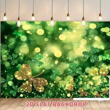 2D Flat, 2D Flat Banner, 1 Piece St. Patrick's Day Theme Party Decoration, Green Glitter Shamrock And Bokeh Lighting Design Photo Props, Suitable For Wedding Celebration Banners, Birthday Party Family Gathering Events, Party Supplies, Coming-Of-Age Ceremony, Christmas Wall Decoration, Four Seasons Home Decoration, Entrance, Room Decoration, Indoor And Outdoor Photo Background, Christening Party, Perfect Gift For Parents And Party Planners, 90.5x 70.8inch Polyester Banner, 2D Flat - Nhiều màu - Xem 1