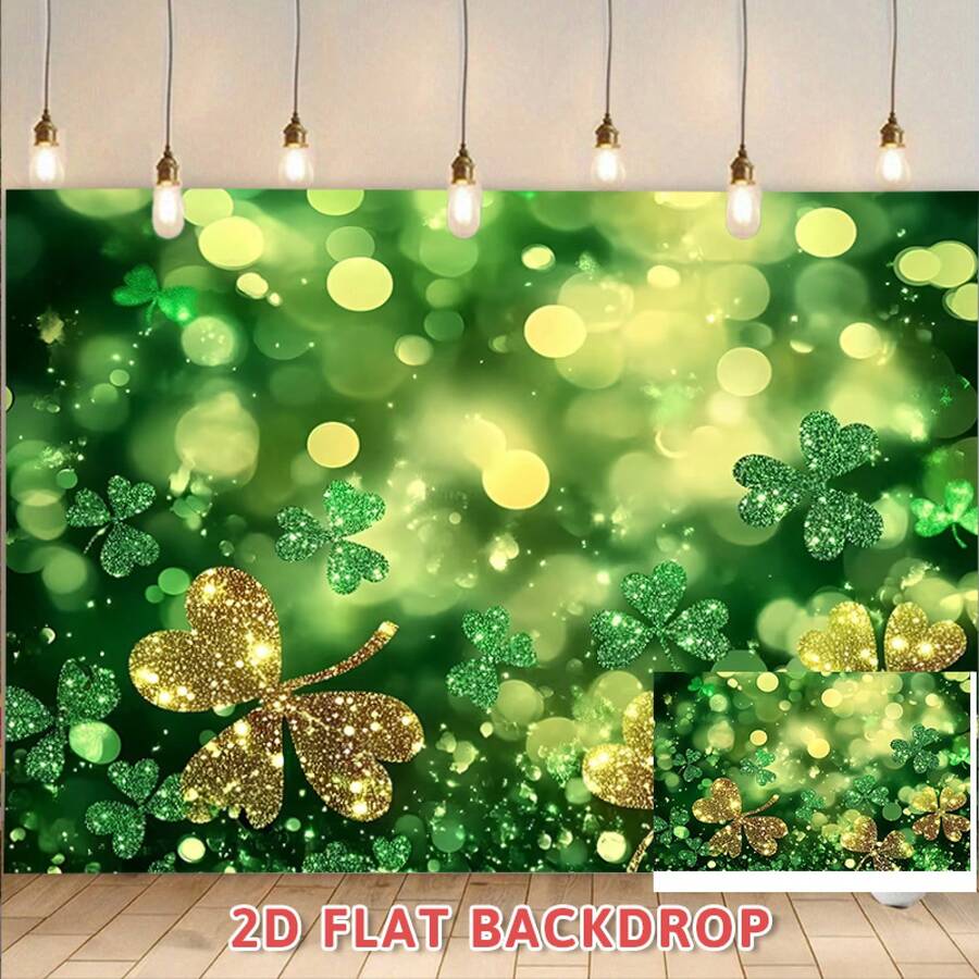 2D Flat, 2D Flat Banner, 1 Piece St. Patrick's Day Theme Party Decoration, Green Glitter Shamrock And Bokeh Lighting Design Photo Props, Suitable For Wedding Celebration Banners, Birthday Party Family Gathering Events, Party Supplies, Coming-Of-Age Ceremony, Christmas Wall Decoration, Four Seasons Home Decoration, Entrance, Room Decoration, Indoor And Outdoor Photo Background, Christening Party, Perfect Gift For Parents And Party Planners, 90.5x 70.8inch Polyester Banner, 2D Flat - Nhiều màu - Xem 1