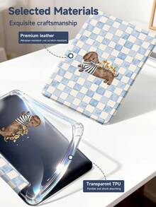 Etui na iPada z motywem jamnika, kokardką i wzorem wiśni, odpowiednie do iPada Air 4/5 (10,9 cala), iPada 7/8/9 (10,2 cala) z gniazdem na Apple Pencil, pasuje również do Tab S6 (10,4 cala), Tab A7 Lite (8,7 cala), skórzane etui ochronne, idealne na powrót do szkoły, Walentynki i prezenty noworoczne - Wielokolorowe - Zobacz 10