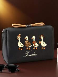 1pc Customized Lightweight Multi-Functional Storage Pouch, Multi-Pocket Design, 4 Duck Patterns. Compact Travel Organizer Bag, Suitable For Storing Lipstick, Cosmetics, Electronics & Small Items - Made Of Polyester. - Multicolor - View 5
