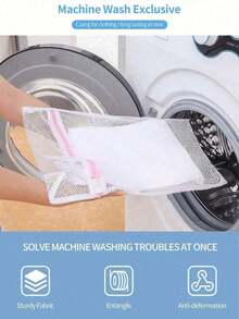 1个轻便网眼洗衣袋，专为精致衣物设计，采用网眼面料，配有加固拉链和挂环。适合旅行、收纳、宿舍和公寓使用。可机洗。款式随机发货。 - 彩色 - 查看 3