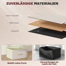 Schlafzimmer-Kommode With 8 Stoffschubladen, Stahlstreben, Holzoberfläche, 4 Aufbewahrungstaschen, 2 Haken, Beige - Beige - View 6