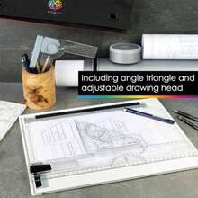 Drawing Board A4 Set - Geo Board - 7pcs. Technical Drawing Board With Carrying - Architecture Equipment - Architecture Drawing Set - Drafting Table - Transparent - View 6