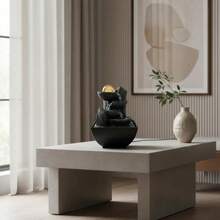 Decorative Water Fountain With 3 Falls And 4 LEDs, Casa Real, Black, 127/220v - màu đen - Xem 3