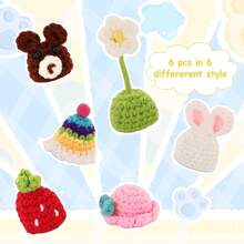 6 Pcs Knitted Hats, Stylish Desk Goose Outfits Porch Goose Clothes - Elevate Seasonal Decor With Premium Handcrafted Designs - Initial - View 2