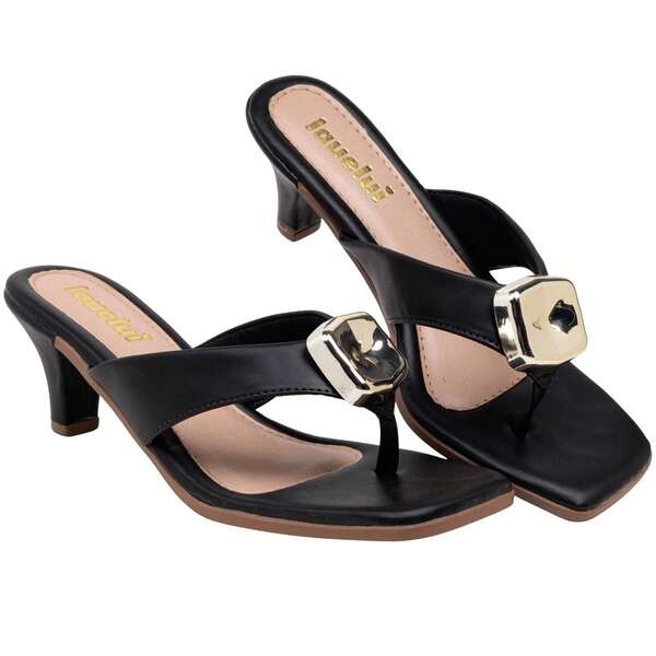 Sandália Feminina Salto Fino Luxo Enfeite Tendencia Confortável Basica