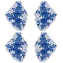 [Free Shipping]4Pcs Blue Flower Lace Applique 3D Floral Embroidery Vintage Appliques Polyester Soild Embroidered Trim Sew On Patches Bulk For Sewing MaFKing Dresses Clothes Gowns Wedding Bridal Costumes DIY - 皇家藍 - 查看 1