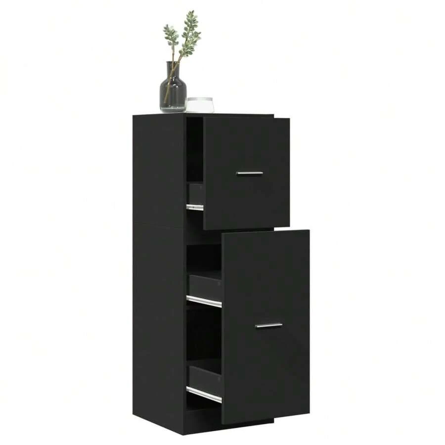 vidaXL Armário apothicaire 40x41x118 cm engenharia madeira preto - Preto - Ver 1